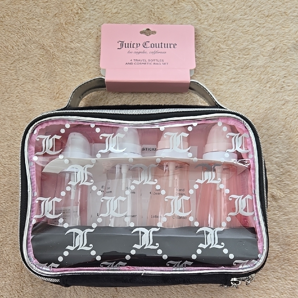 Juicy Couture 4 Pack Travel Bottles and Cosmetic Bag 100 ml TSA Approved